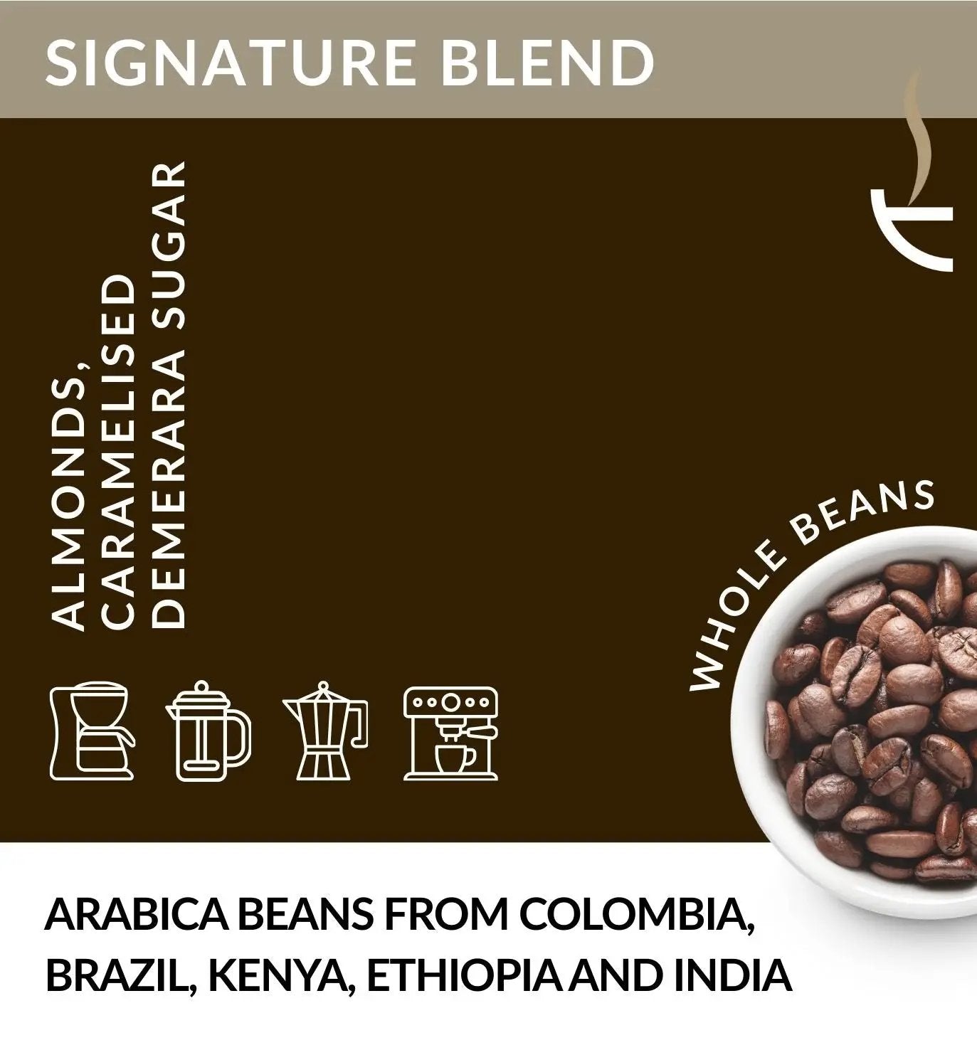 Signature Blend whole coffee beans by Spiller and Tait multi origin Arabica